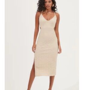 Astr Backless Cream Dress